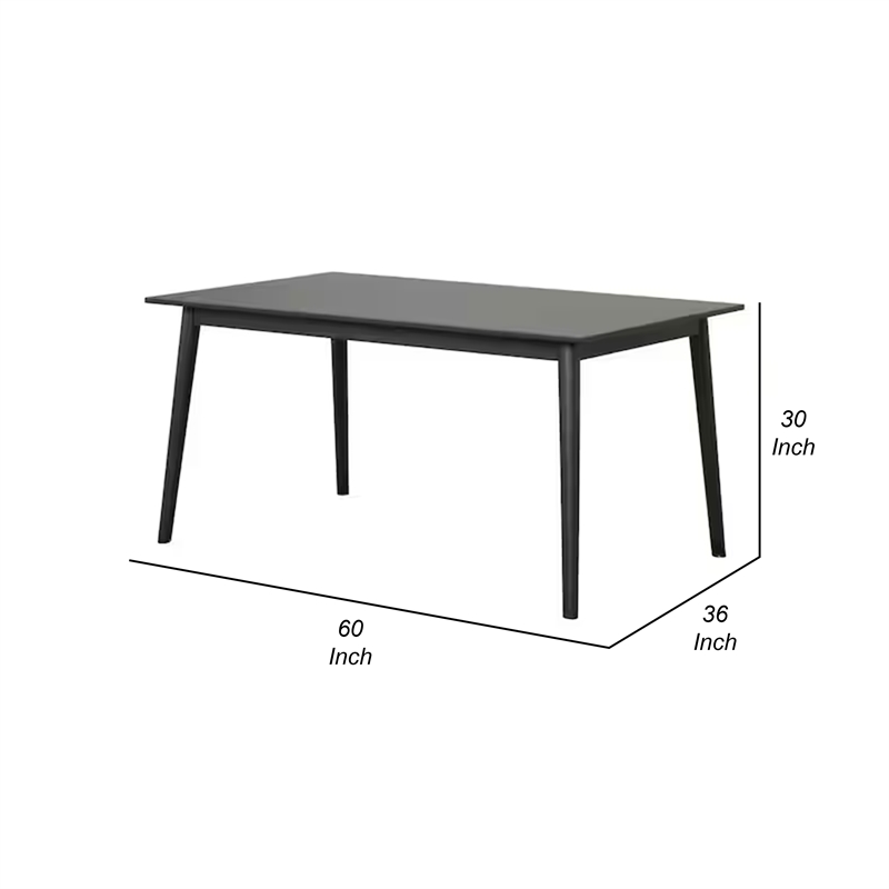 Baylee Rectangular Dining Table-Straight Legs-60 Inch Black Wood Top