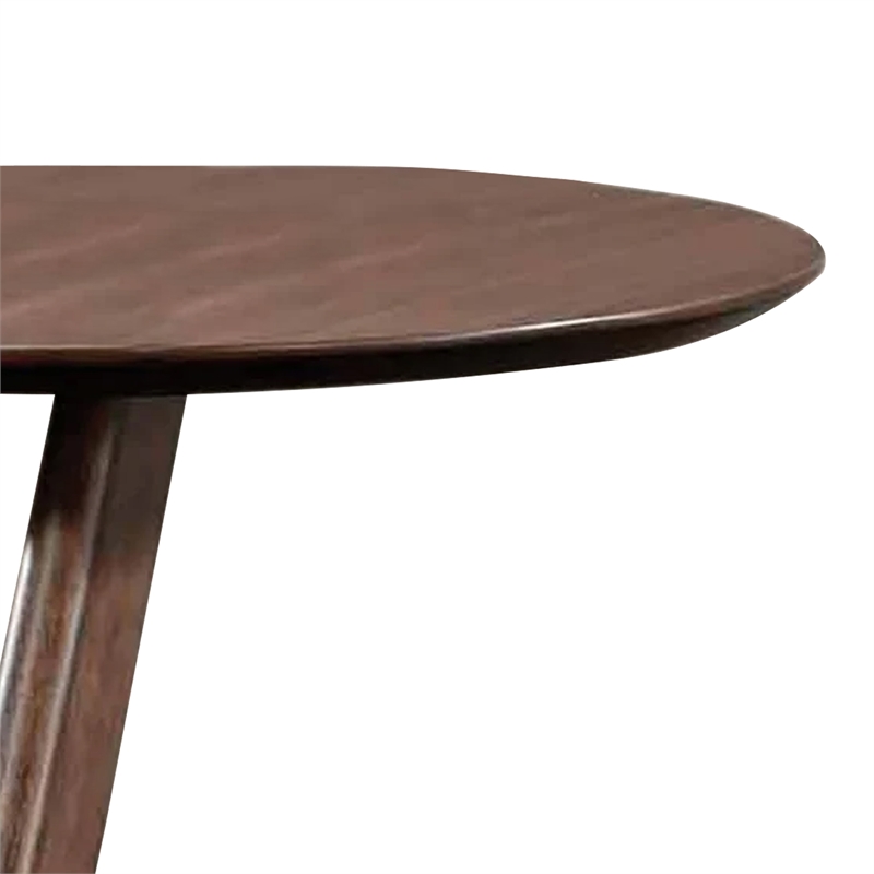 Mena Accent Side End Table-20 Inch Round Top-Walnut Brown Solid Wood
