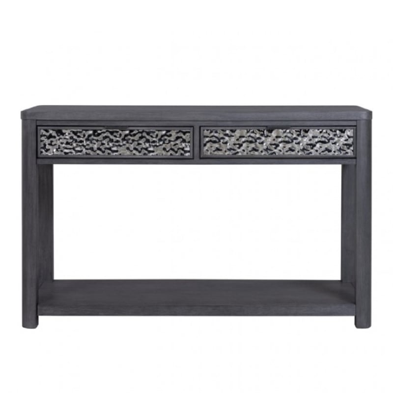 Zoko Sofa Table-2 Drawers and 1 Shelf-Ash Gray Rubberwood-48 Inch