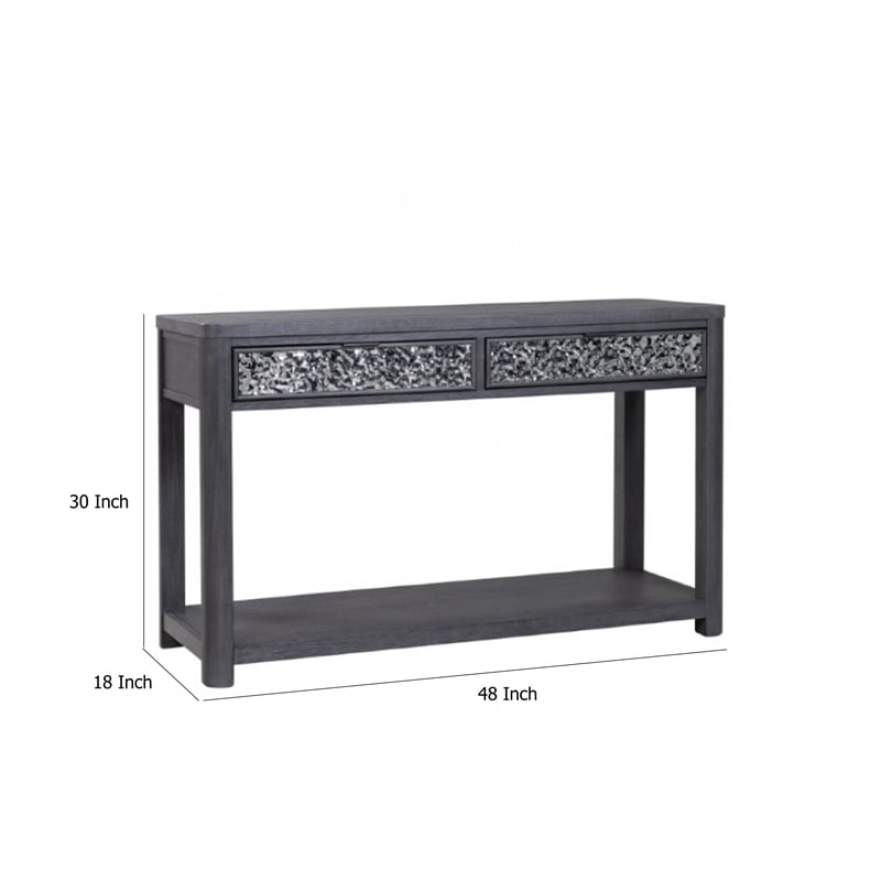 Zoko Sofa Table-2 Drawers and 1 Shelf-Ash Gray Rubberwood-48 Inch