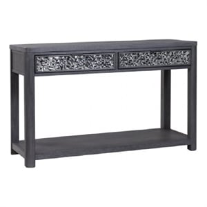 Zoko Sofa Table-2 Drawers and 1 Shelf-Ash Gray Rubberwood-48 Inch