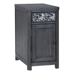 Zoko Chairside End Table-Drawer and USB Ports-Ash Gray Wood-26 Inch