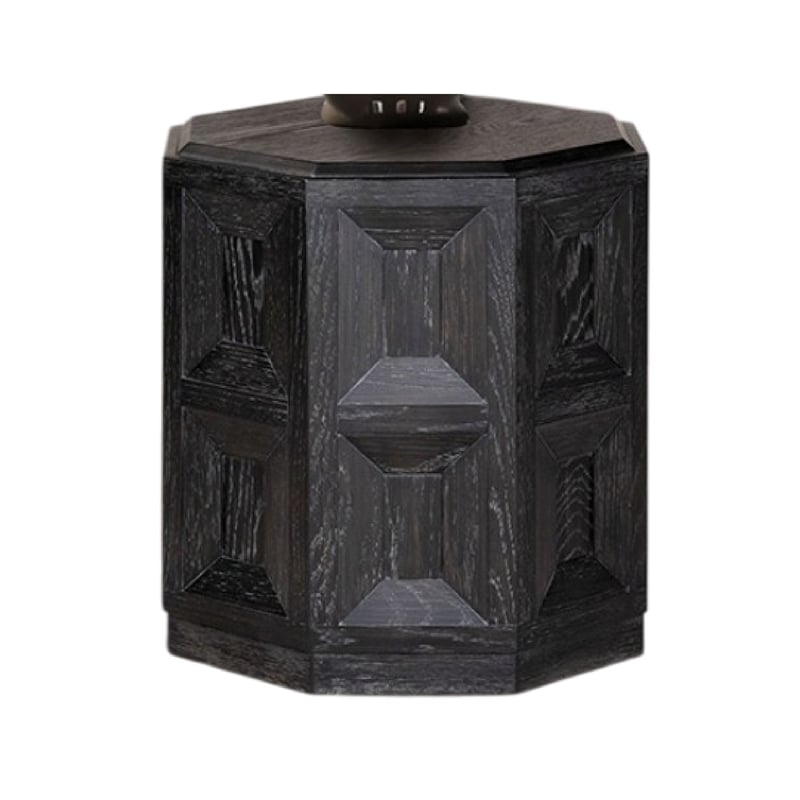 Kizie Accent Side End Table-Black Rubberwood-Rectangular 20 Inch