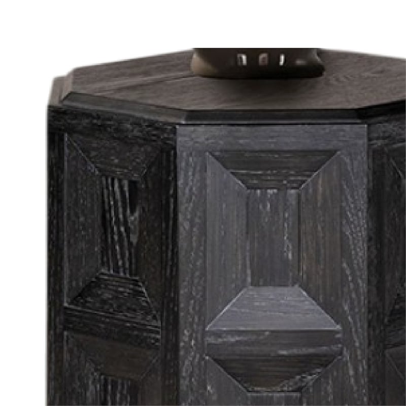 Kizie Accent Side End Table-Black Rubberwood-Rectangular 20 Inch