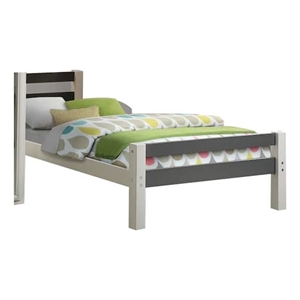 Robin Twin Size Bed-Transitional Style White and Gray Wood Frame