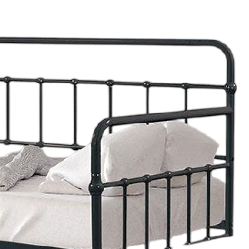 Tes Daybed with Pull Out Trundle-Classic Black Metal Open Frame