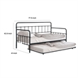 Tes Daybed with Pull Out Trundle-Classic Black Metal Open Frame