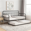 Tes Daybed with Pull Out Trundle-Classic Black Metal Open Frame