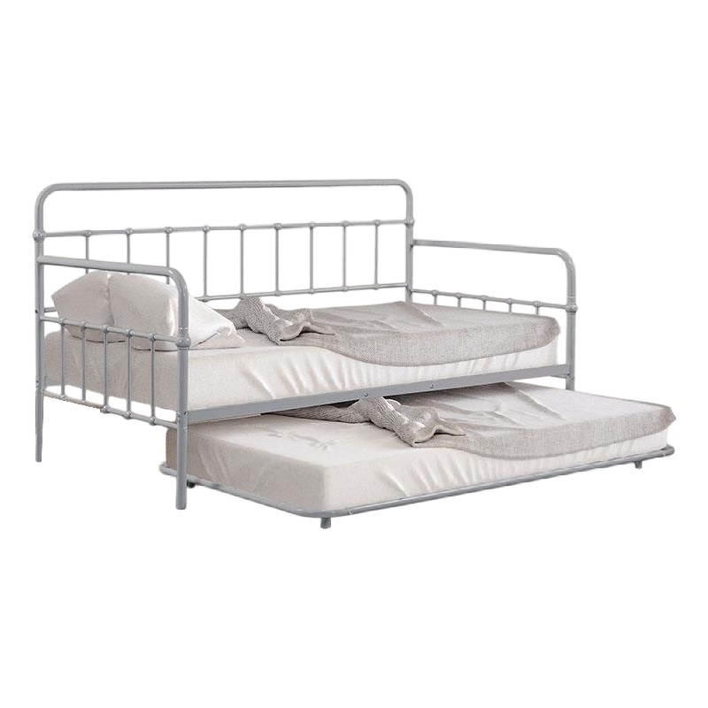 Tes Daybed with Pull Out Trundle-Classic Silver Metal Open Frame