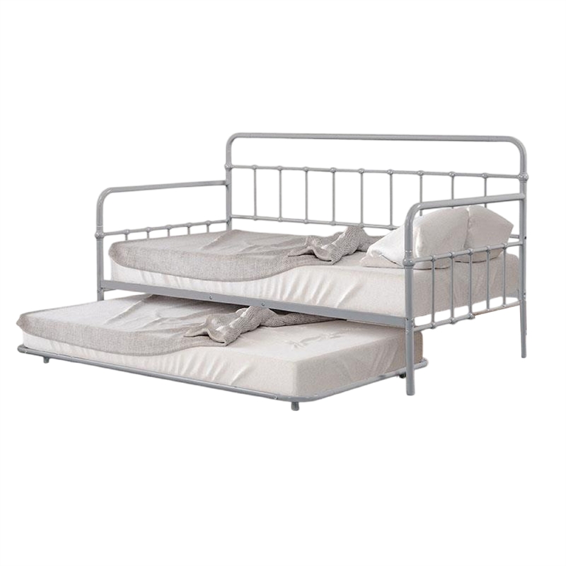 Tes Daybed with Pull Out Trundle-Classic Silver Metal Open Frame