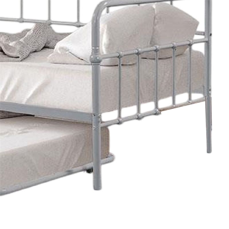 Tes Daybed with Pull Out Trundle-Classic Silver Metal Open Frame