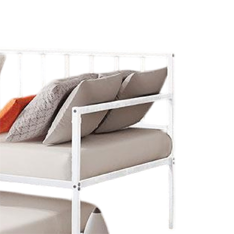 Ham Daybed with Pull Out Trundle-White Slatted Open Metal Frame