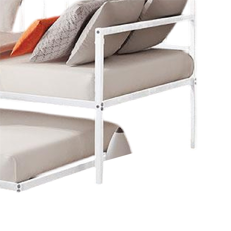 Ham Daybed with Pull Out Trundle-White Slatted Open Metal Frame