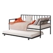 Ham Daybed with Pull Out Trundle-Black Slatted Open Metal Frame
