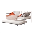 Ham Daybed with Pull Out Trundle-Silver Slatted Open Metal Frame