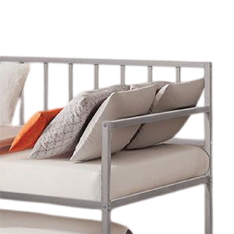 Ham Daybed with Pull Out Trundle-Silver Slatted Open Metal Frame