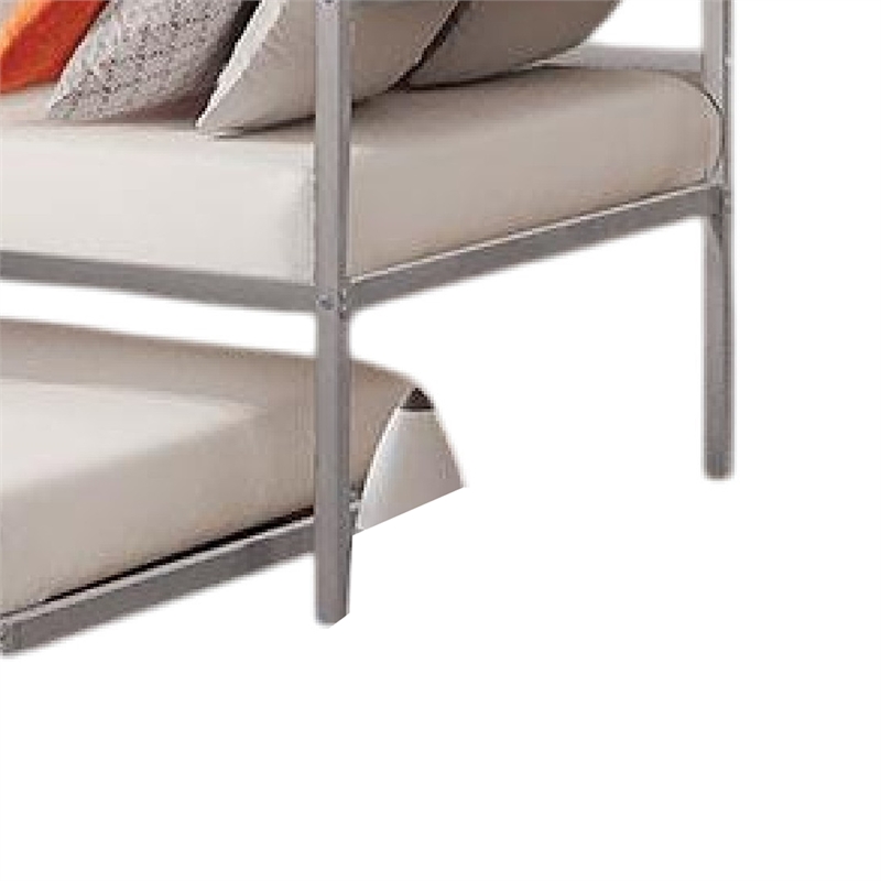 Ham Daybed with Pull Out Trundle-Silver Slatted Open Metal Frame