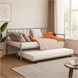 Ham Daybed with Pull Out Trundle-Silver Slatted Open Metal Frame