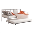Ham Daybed with Pull Out Trundle-Silver Slatted Open Metal Frame
