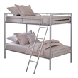 Cet Twin Over Twin Bunk Bed-Silver Metal Frame-Attached Ladder