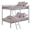 Cet Twin Over Twin Bunk Bed-Silver Metal Frame-Attached Ladder