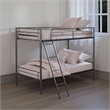 Cet Twin Over Twin Bunk Bed-White Metal Frame-Attached Angled Ladder