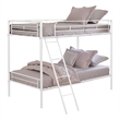 Cet Twin Over Twin Bunk Bed-White Metal Frame-Attached Angled Ladder