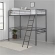 Mylz Twin Loft Bed-Black Metal Frame with Attached Angled Ladder