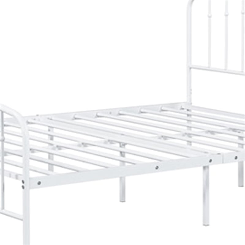Nix Full Size Bed-Classic Spindle Headboard and Footboard-White Metal