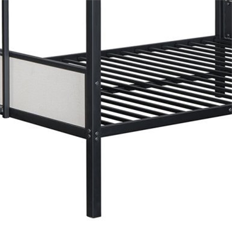 Mely Full over Full Bunk Bed-Attached Side Ladder-Black White Metal
