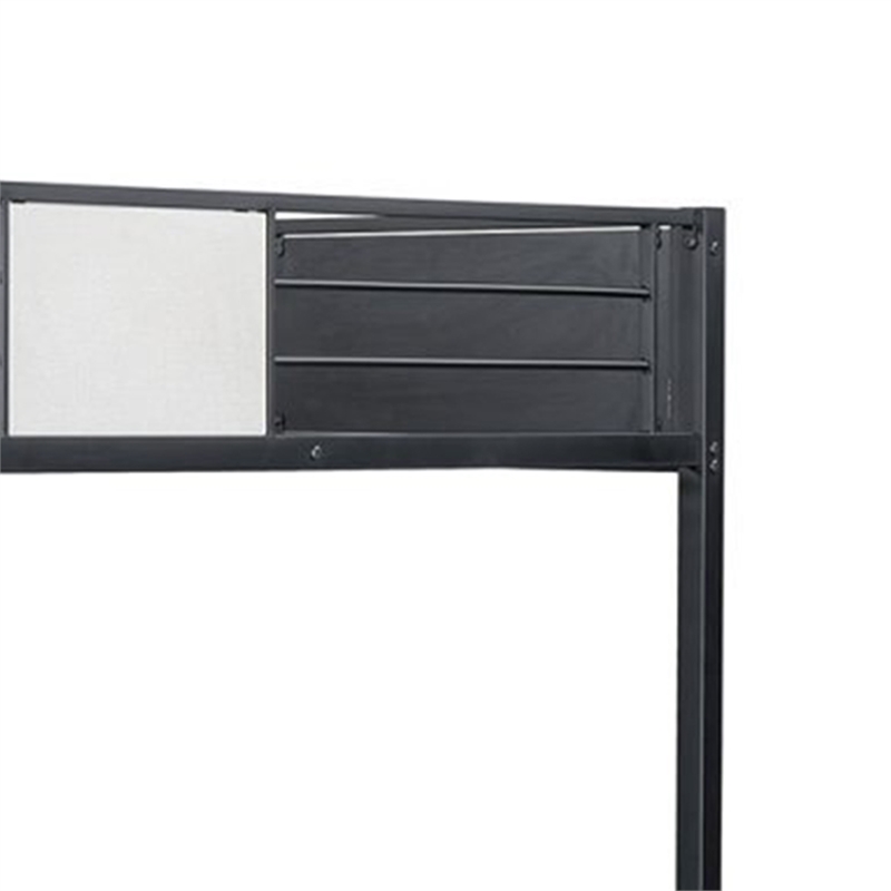 Mely Full over Full Bunk Bed-Attached Side Ladder-Black White Metal
