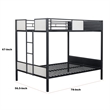 Mely Full over Full Bunk Bed-Attached Side Ladder-Black White Metal