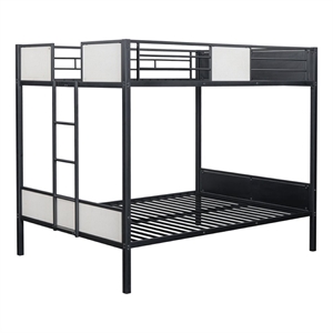 Mely Full over Full Bunk Bed-Attached Side Ladder-Black White Metal