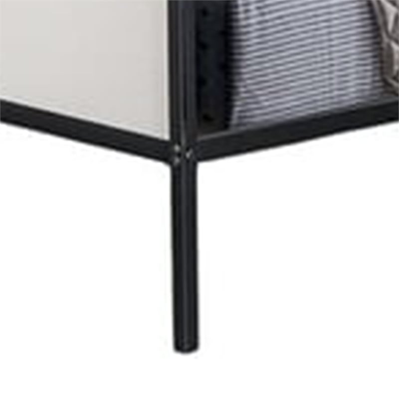 Mely Twin over Full Bunk Bed-Attached Side Ladder-Black and White Metal