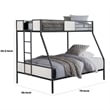 Mely Twin over Full Bunk Bed-Attached Side Ladder-Black and White Metal