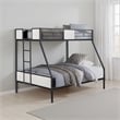 Mely Twin over Full Bunk Bed-Attached Side Ladder-Black and White Metal