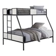 Mely Twin over Full Bunk Bed-Attached Side Ladder-Black and White Metal