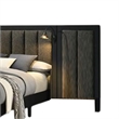 Fel Queen Size Bed-Dark Brown Wood Frame-Upholstered Headboard
