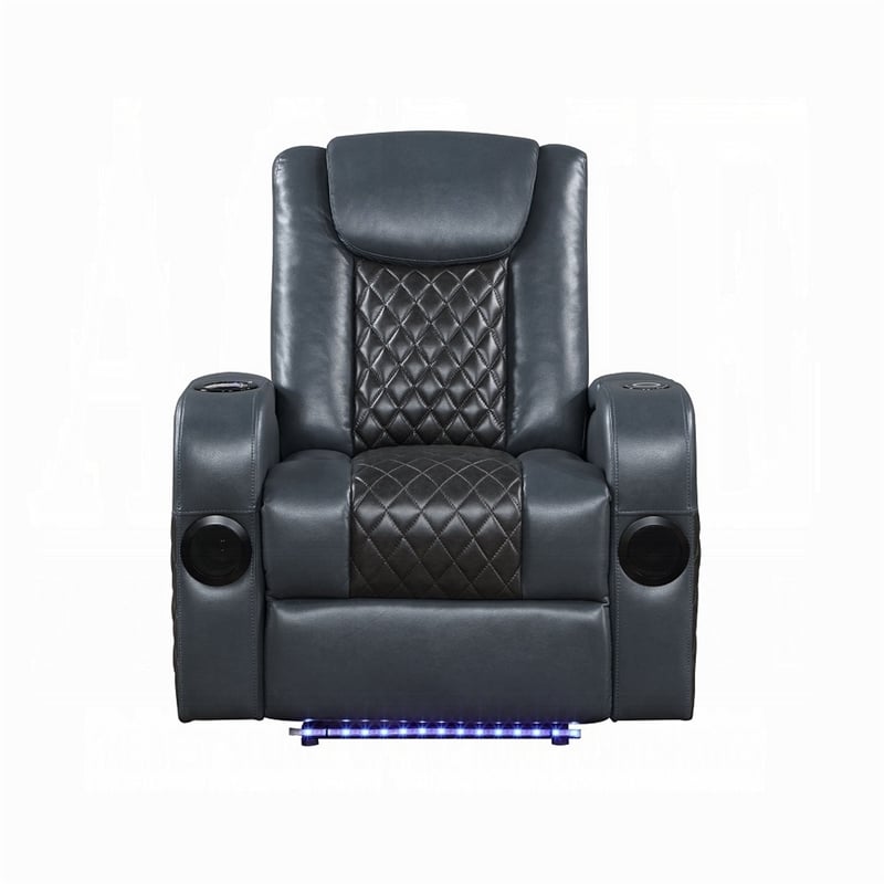 Liza Power Motion Recliner Chair-Bluetooth-Gray Black Faux Leather