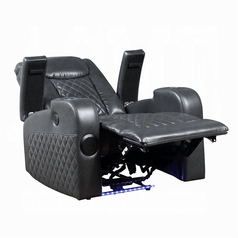 Liza Power Motion Recliner Chair-Bluetooth USB-Gray Faux Leather