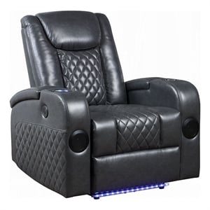 Liza Power Motion Recliner Chair-Bluetooth USB-Gray Faux Leather