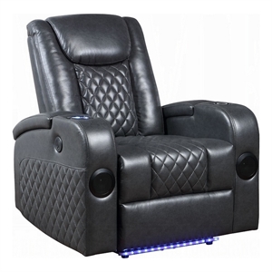 Liza Power Motion Recliner Chair-Bluetooth USB-Gray Faux Leather