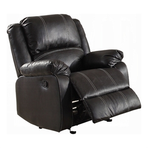 Zuru Motion Manual Rocker Recliner Chair-Plush Black Faux Leather