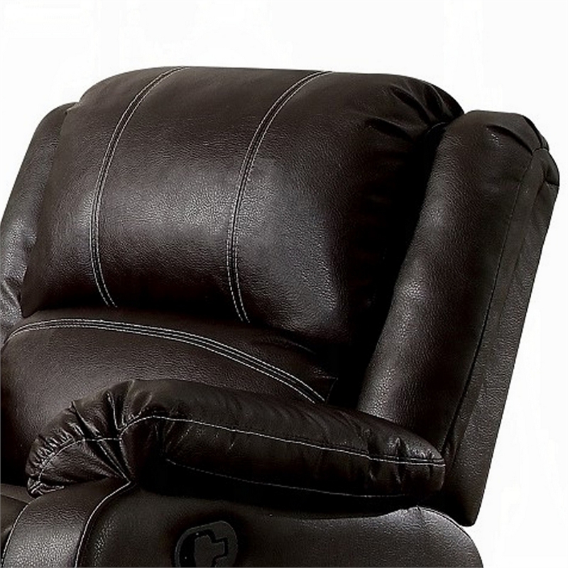Zuru Motion Manual Rocker Recliner Chair-Plush Brown Faux Leather