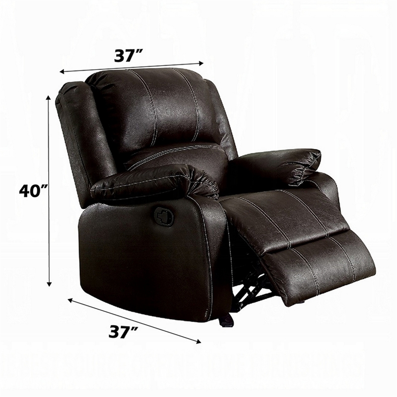 Zuru Motion Manual Rocker Recliner Chair-Plush Brown Faux Leather