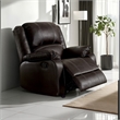 Zuru Motion Manual Rocker Recliner Chair-Plush Brown Faux Leather