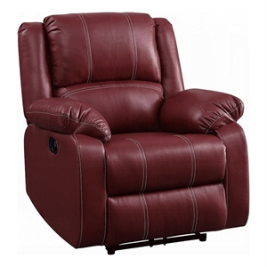 Zuru Motion Manual Rocker Recliner Chair-Plush Dark Red Faux Leather