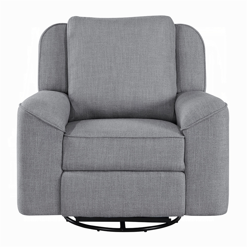 Diny Manual Glider Recliner Chair-Swivel-Soft Gray Linen Fabric