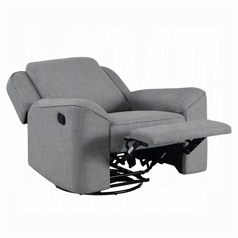 Diny Manual Glider Recliner Chair-Swivel-Soft Gray Linen Fabric