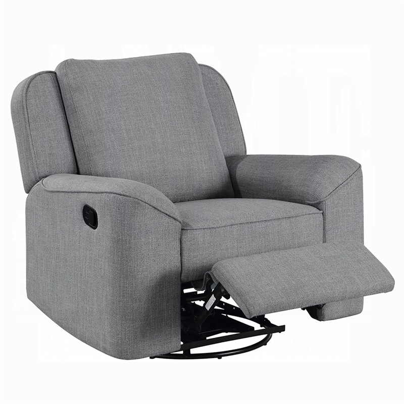 Diny Manual Glider Recliner Chair-Swivel-Soft Gray Linen Fabric